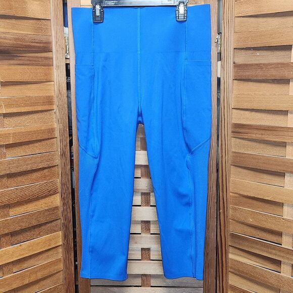 Sweaty Betty Power Blue Cropped Workout Legging Women's Size 14 Running - Picture 1 of 10